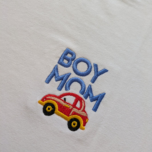 The Boy Mom Embroidered Graphic Tee 100% Cotton