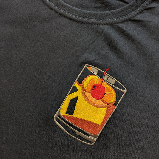 The Old Fashioned Embroidered Graphic Tee 100% Cotton