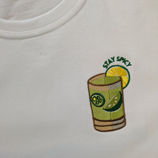 The Spicy Marg Embroidered Graphic Tee 100% Cotton