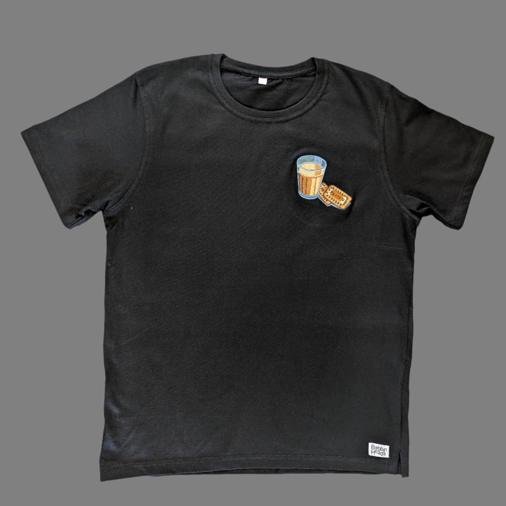 The Chai and Biscuit Embroidered Graphic Tee 100% Cotton