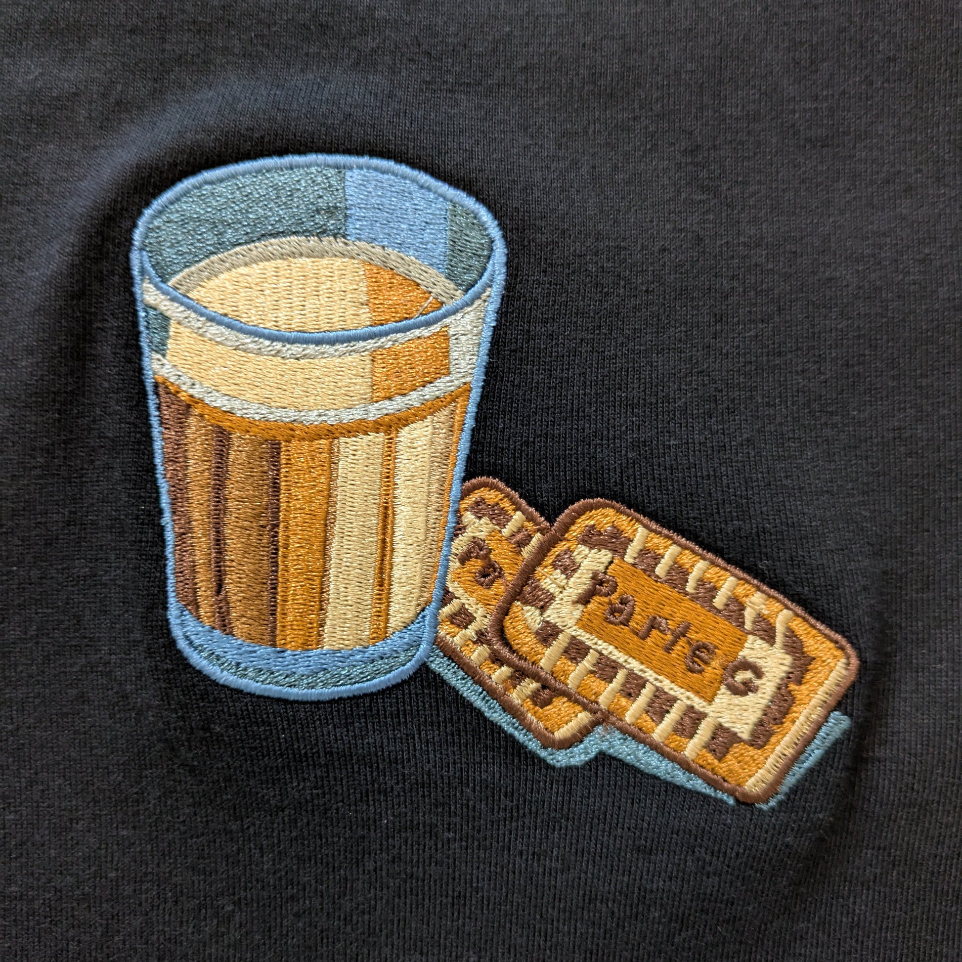 The Chai and Biscuit Embroidered Graphic Tee 100% Cotton