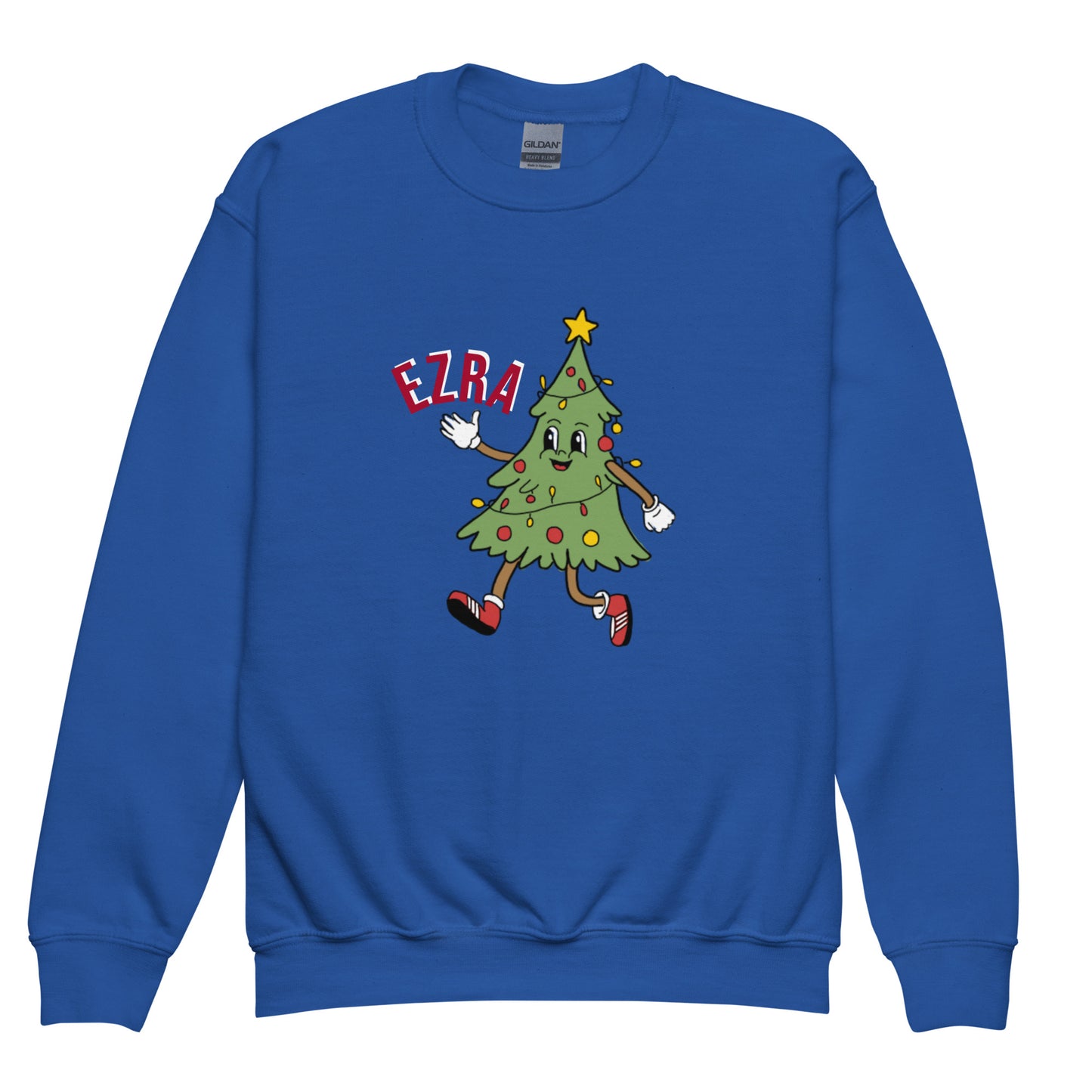Personalised Kids Christmas Sweatshirt: Dancing Tree, Custom Name