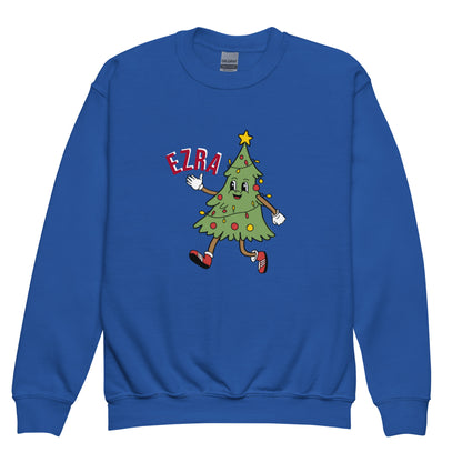 Personalised Kids Christmas Sweatshirt: Dancing Tree, Custom Name